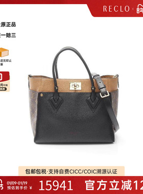 中古LV路易威登女包B级9新On My Side MM牛皮手提包黑色RECLO秋冬