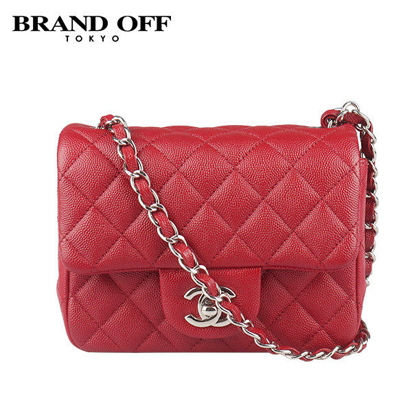 中古「9新」CHANEL(香奈儿)方胖子迷你经典深红色荔枝皮斜挎包