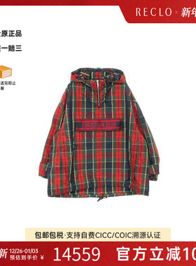 中古Dior迪奥女A级95新anorak hoodie连帽衫帆布外套红色