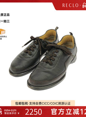 中古Hermes爱马仕女B级9新shoes鞋履牛皮鞋棕色百搭高级感RECLO