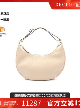 中古Fendi芬迪女包A级95新handbag手提包牛皮手提包浅褐色