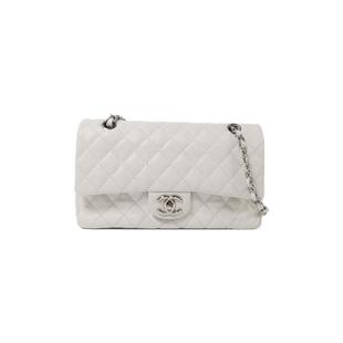 中古Chanel香奈儿女包A级95新Classic 25CF牛皮单肩包白色