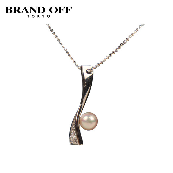 中古二奢「95新」MIKIMOTO(御木本)珍珠钻石项链K18白金385-42cm图片