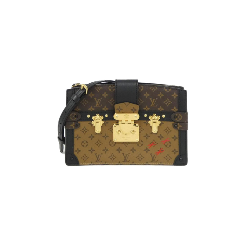 中古LV路易威登女包A级 Reverse Trunk Clutch硬盒子老花斜挎包