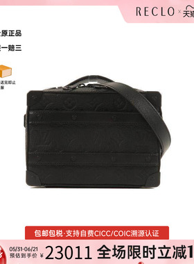 中古LV路易威登男包A级95新Soft Trunk盒子牛皮斜挎包黑色