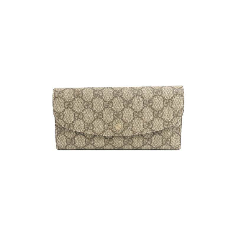 中古Gucci古驰女A级95新trifold long wallet三折长钱包长钱包