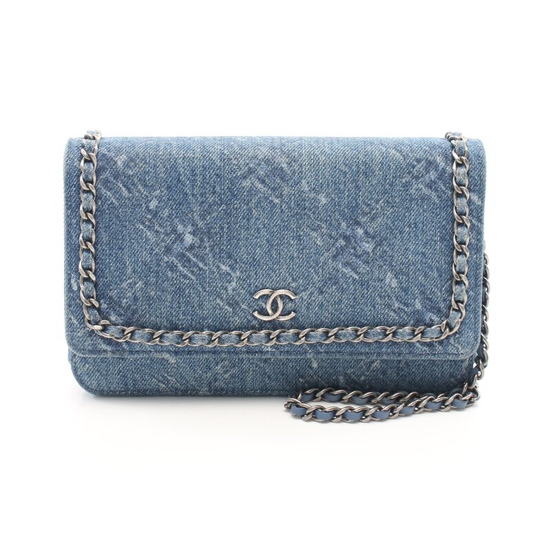 chanel香奈儿(b)9新双c标志 链条 做旧银色五金714032reclo中古