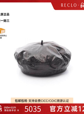 中古Dior迪奥女S级99新beret贝雷帽牛皮帽子黑色