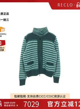 中古Moncler盟可睐女A级95新Down jacket羽绒夹克羊毛外套绿色