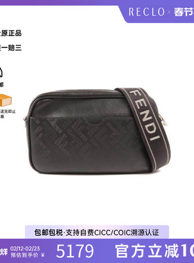 中古Fendi芬迪女包B级9新Camera Bag相机包牛皮斜挎包黑色正品