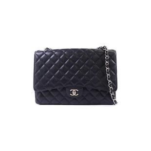 中古Chanel香奈儿女包A级95新Maxi Classic经典CF牛皮斜挎包黑色