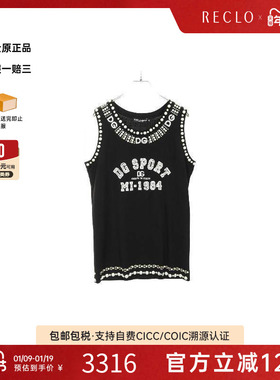 中古Dolce & Gabbana杜嘉班纳女A级95新No sleeve无袖棉上衣黑色