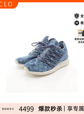 中古LV路易威登男B级9新sneakers运动鞋牛仔布鞋蓝色复古RECLO