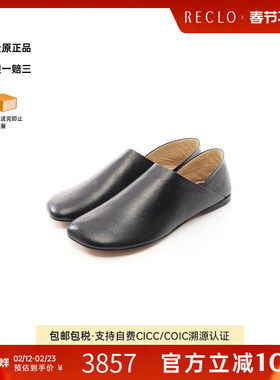 中古Loewe罗意威女S级99新slip-ons无带(或无扣)便鞋羊皮鞋黑色