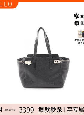 中古Ferragamo菲拉格慕女包A级95新Handbag手包牛皮手提包黑色