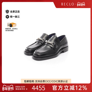 中古Burberry博柏利男A级95新loafers乐福鞋漆皮鞋黑色