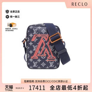 Down Danube相机包老花斜挎包 Upside 中古LV路易威登女包Ink