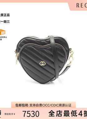 中古Gucci古驰女包A级95新Interlocking G 琴譜包牛皮斜挎包黑色