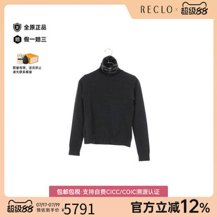 中古Chanel香奈儿女B级9新knit针织羊毛上衣黑色