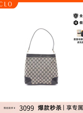 中古Gucci古驰女包B级9新shoulder bag斜挎包帆布单肩包黑色
