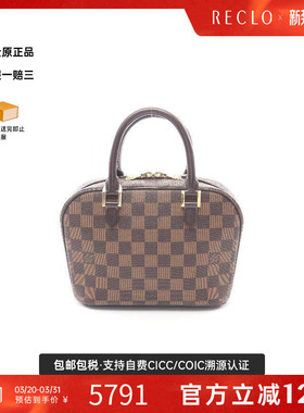 中古LV路易威登女包B级9新handbag手提包涂层/防水帆布手提包棕色