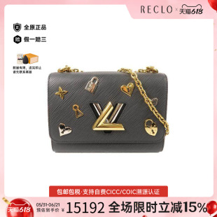 中古LV路易威登女包A级95新Twist MM牛皮斜挎包黑色