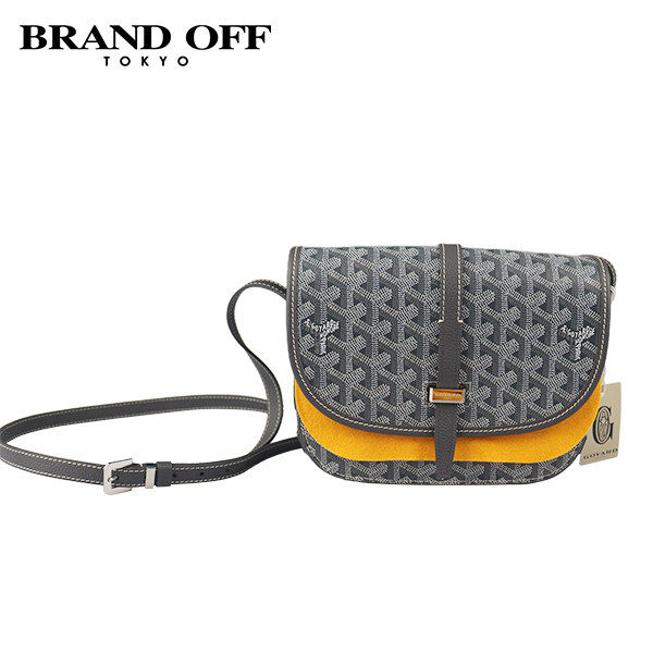 中古「9.5新」GOYARD(高雅德)BELVEDERE灰色涂层帆布小号斜挎包
