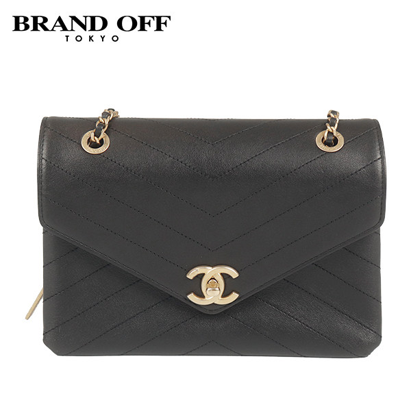 「9.0新」CHANEL(香奈儿)斜纹方盖链条包黑色牛皮斜挎包A57432