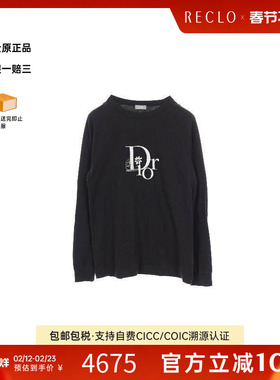 中古Dior迪奥男A级95新T-shirtT恤棉上衣黑色reclo正品
