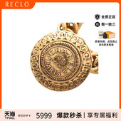 中古Chanel香奈儿女A级95新medallion奖章镀金金属项链金色正品