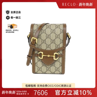 中古GUCCI古驰女包A级95新HORSEBIT 1955手机包老花斜挎包