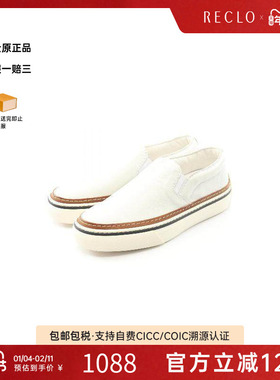 中古Tods托德斯女A级95新slip-ons无带(或无扣)便鞋牛皮鞋白色