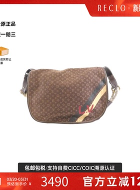 中古LV路易威登女包B级9新 Mini Initiale Aman老花单肩包