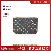 中古LV路易威登女A级95新Pochette Cle帆布零钱包黑色