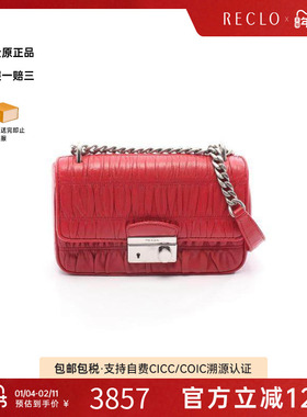 中古Prada普拉达女包B级9新Shoulder bag肩包羊皮单肩包红色
