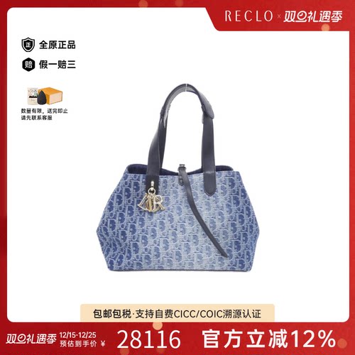 中古DIOR迪奥蓝色手提包