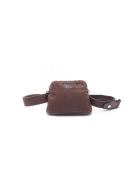 中古Hermes爱马仕女包B级9新bolide保龄球帆布斜挎包棕色