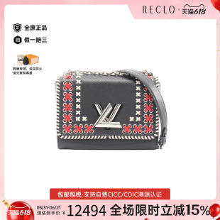 中古LV路易威登女包A级95新Twist MM牛皮单肩包黑色