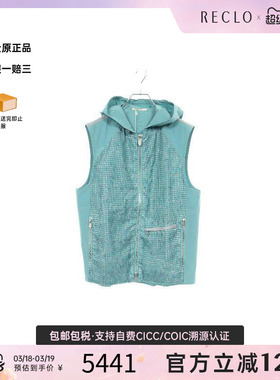中古Hermes爱马仕男A级95新Zip-up vest拉链背心尼龙上衣绿色正品