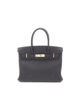 中古Hermes爱马仕女包A级95新birkin 30铂金包 30牛皮手提包黑色