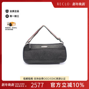 中古Gucci古驰女包A级95新hand手牛仔布手提包黑色
