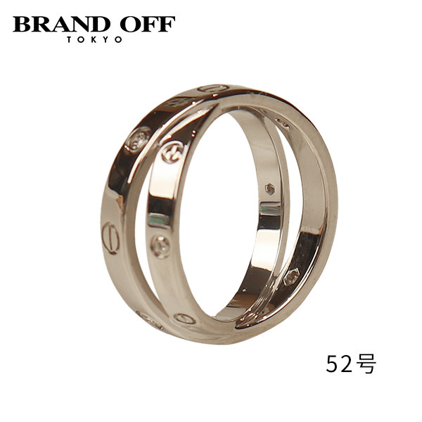 「9.5新」Cartier(卡地亚)LOVE双环钻石戒指750白金52号B4215700