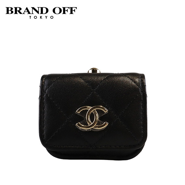 中古「95新」CHANEL香奈儿AIRPODS PRO项链黑色羊皮珍珠耳机包