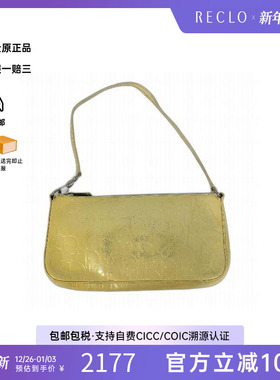 中古Dior迪奥女包B级9新Shoulder bag肩包漆皮单肩包黄色RECLO