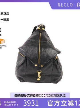 中古Versace范思哲女包A级95新Backpack背包牛皮双肩包黑色