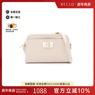 中古Furla芙拉女包A级95新Shoulder bag肩包牛皮斜挎包粉色