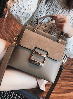 跨境包包女包2021秋冬新款潮韩版时尚宽肩带斜挎小方包手提单肩包