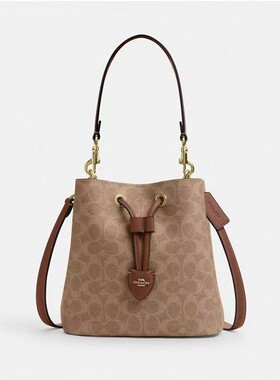 蔻C家2025新款ROWAN水桶包复古老花迷你抽绳托特包单肩手提腋下包