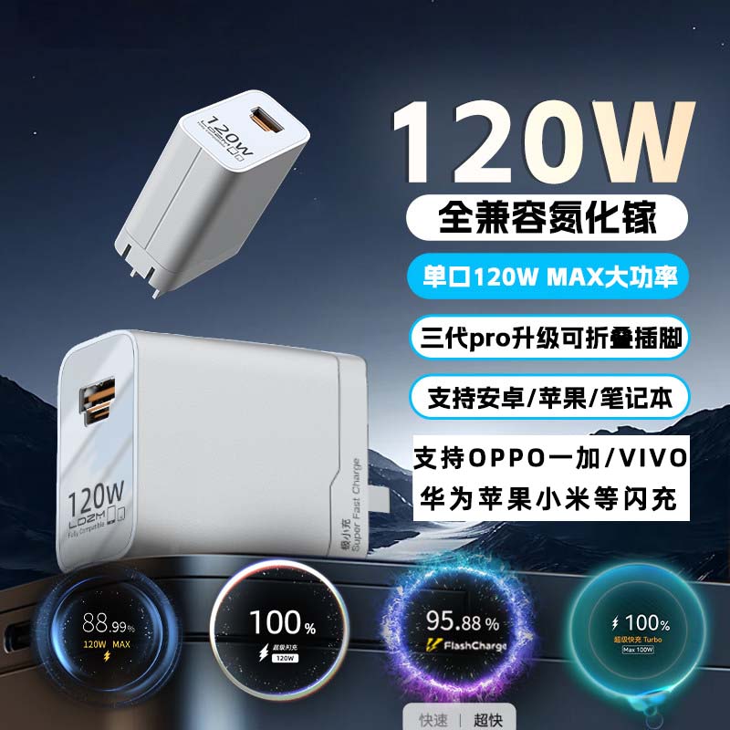 120W氮化镓多协议快充充电器图片
