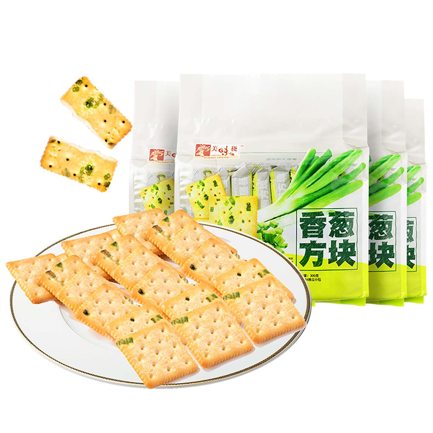 美味栈香葱芝士薄脆饼干300gx4葱油味饼办公室零食,零食/坚果/特产,酥性饼干,淘宝优惠券,粉丝福利购,淘宝优惠卷